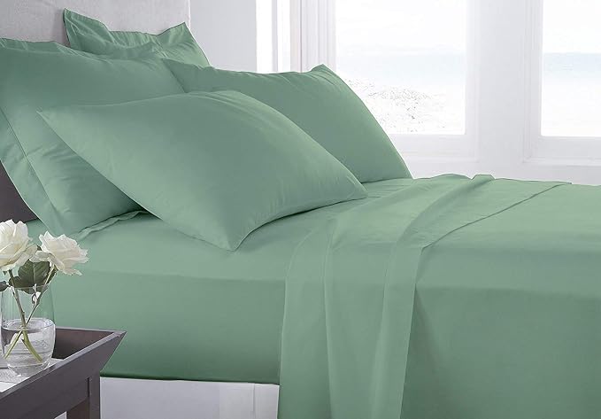 Organic Cotton Bed Sheets Set - 400TC Cal-King Size Ultra Aqua Blue - 4 Piece Bedding - 100% GOTS Certified, Soft Silky Shiny, Luxury Finish Bedsheets - Fits 15" Deep Pocket Mattress