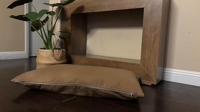 Natural Cotton Canvas Dog Bed – Raw Cotton Filled Pet Cushion Insert, Breathable Eco-Friendly Dog Mattress, Durable Washable Cover with Zipper (Medium Brown, Large 48"x30"x5")