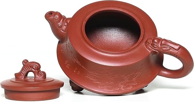 Zisha Teapot 8 Oz,Genuine Handmade Yixing Clay Tea Pot with Filter,Chinese Kung Fu Infuse Brew Tea Maker Set