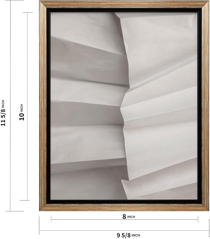 Monem Art Minimalist Folded Paper Texture Print - Neutral Abstract Modern Art Poster - Wall Decor for Living Room, Bedroom or Office - 8x10 Silver Framed CANVAS Wall Art by Mareike Bohmer