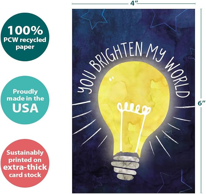 Tree-Free Greetings - All Occasion Cards - Artful Designs - 16 Assorted Cards + White Envelopes - Made in USA - 100% Recycled Paper - 4 x 6 - Brighten (FP54257)