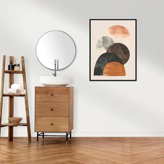 Moonow7 Modern Abstract Neutral Boho Geometric Print, Minimalist Wall Art in Earthy Terracotta and Black for Living Room, Bedroom, Hallway, and Entryway, Unframed Size A4 8x12” / 21x29.7 cm
