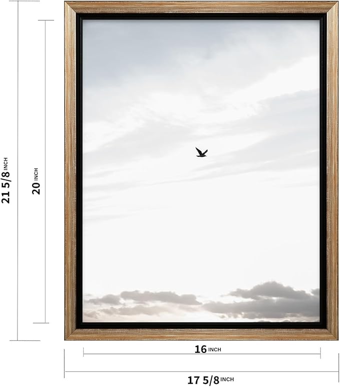 Monem Art Minimalist Bird in Sky Photography Print - Moody Nordic Landscape Art Poster - Wall Decor for Living Room, Bedroom or Office - 16x20 Silver Framed CANVAS Wall Art by Mareike Bohmer