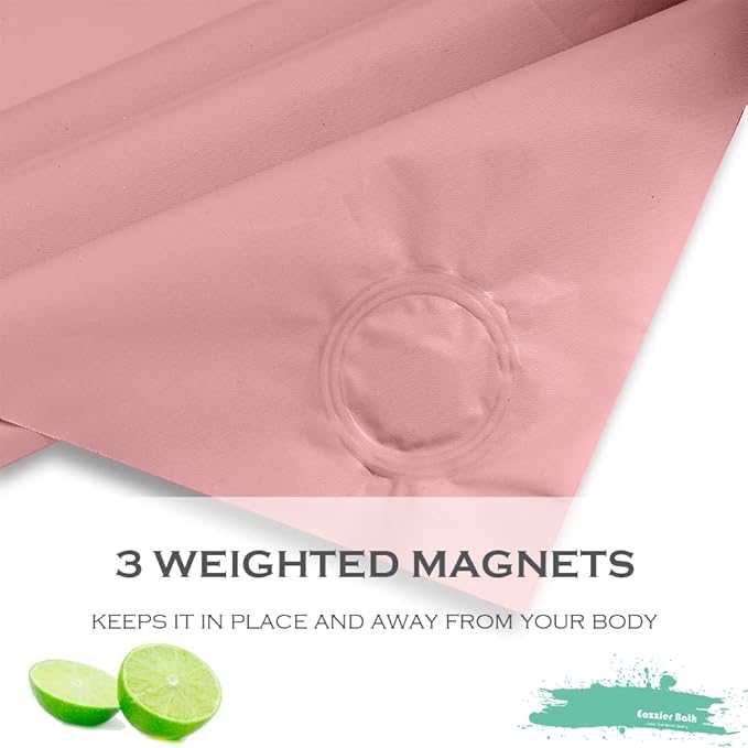 Baby Pink Plastic Shower Curtain Or Liner, 72x72 Inch Lightweight Light Pink Plastic Bathroom Shower Showroom Inner Curtain with Rustproof Metal Grommet Holes and Weighted Magnets