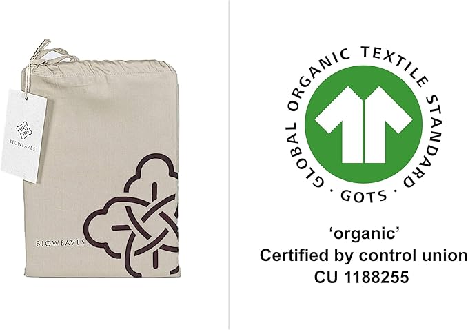 BIOWEAVES 100% Organic Cotton King Pillow Cases 300 Thread Count Soft Sateen Weave GOTS Certified – King Size, Set of 2, Sand