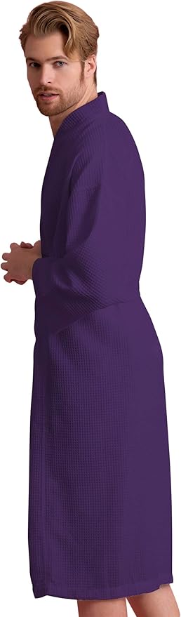 Soft Touch Linen Men's Cotton Waffle Bathrobe, Luxurious & Lightweight, Comfortable & Absorbent, Softness, Fast Dry,