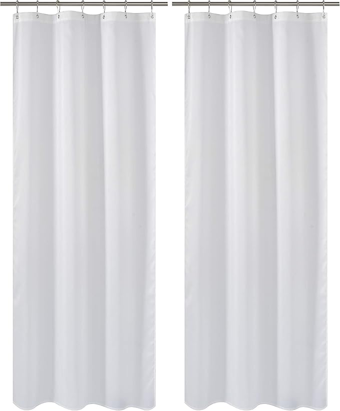 N&Y HOME Fabric Shower Curtain or Liner 36 x 72 Inches Bath Stall Size with 2 Bottom Magnets, Hotel Quality, Washable, Water Repellent, White Spa Bathroom Curtains with Grommets, 36x72 (Pack of 2)