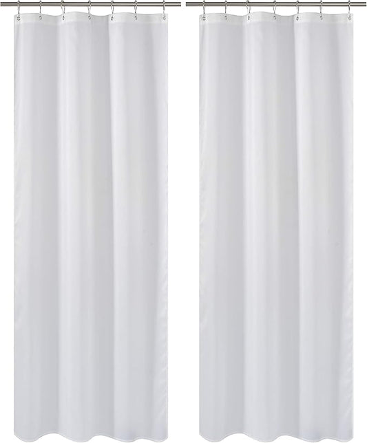 N&Y HOME Fabric Shower Curtain or Liner 36 x 72 Inches Bath Stall Size with 2 Bottom Magnets, Hotel Quality, Washable, Water Repellent, White Spa Bathroom Curtains with Grommets, 36x72 (Pack of 2)