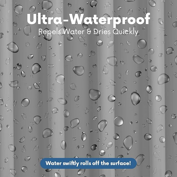 No Smell Shower Curtain Liner 72x72 Grey - PEVA Plastic Shower Curtain for Bathroom, PVC-Free Waterproof Grey Shower Liner with Metal Grommets and Magnet-Weighted Bottom Hem - Washable Liner