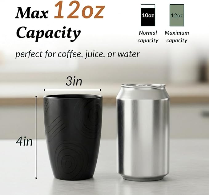 Homienly Glasses Drinking Set 12 OZ Wheat Straw cups- Reusable Drinking Vessel,Dishwasher Safe Cups for Kitchen-Grey Stone