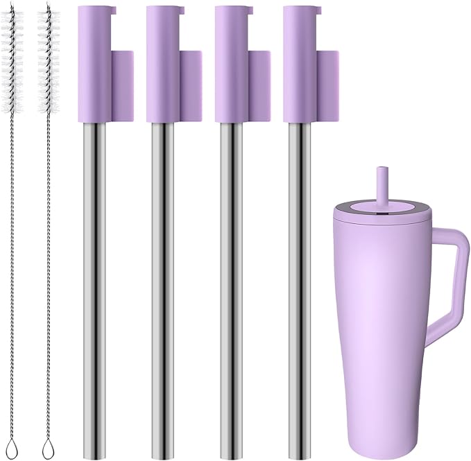 Roliwils 4 Pack Replacement Straws for Brumate Era 40oz Tumbler, Straw Kit with Cleaning Brushes | Reusable Stainless Steel Straw Set | Compatible With Brumate 40oz Tumblers