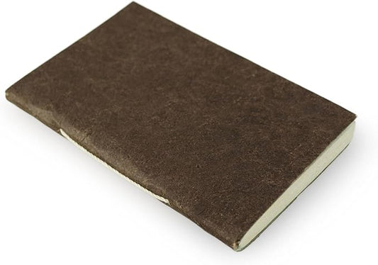 Nepali Companion Pocket Notebook with Handmade Paper and Vegetable-Dyed Cover, Vintage Composition Notebook for Office, School, and Home, 3.5x5 inch Handcrafted in Nepal (Small, Dark Walnut)