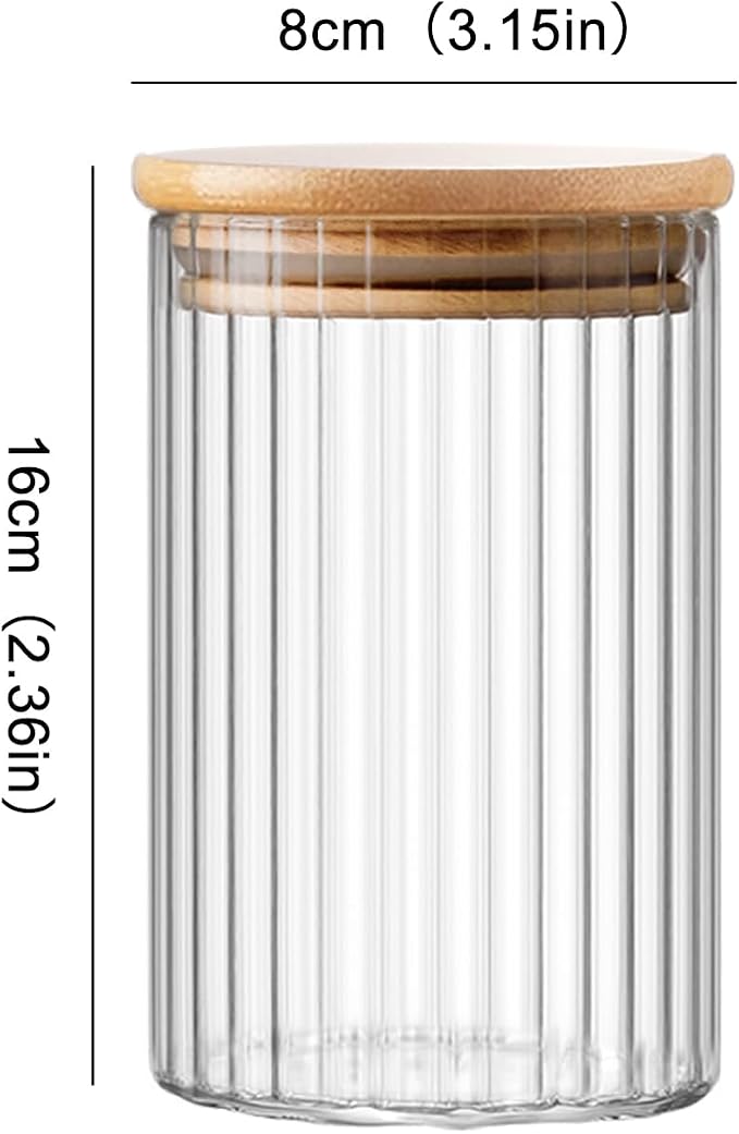 Glass Storage Jars with Lids - Clear Glass Overnight Oats Jar - Tea Coffee Sugar Canisters - Round Food Storage Containers with Bamboo Lids - Stackable Spice Jars