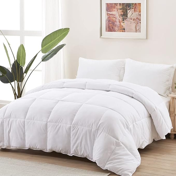 ACCURATEX Duvet Insert Queen Comforter - 400GSM Fluffy Down Alternative Fill Hotel Collection Heavyweight Comforter, Warm Thick Duvet for Fall Winter, 8 Corner Tabs - Machine Washable,White,90x90