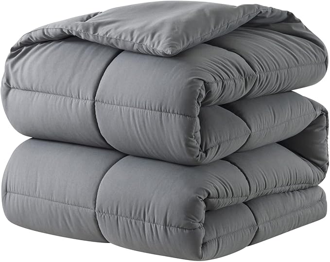 DOWNCOOL Comforters Full Size, Duvet Insert,Dark Grey All Season Duvet, Lightweight Quilt, Down Alternative Hotel Comforter with Corner Tabs (Dark Gray, Full 82x86 Inches)