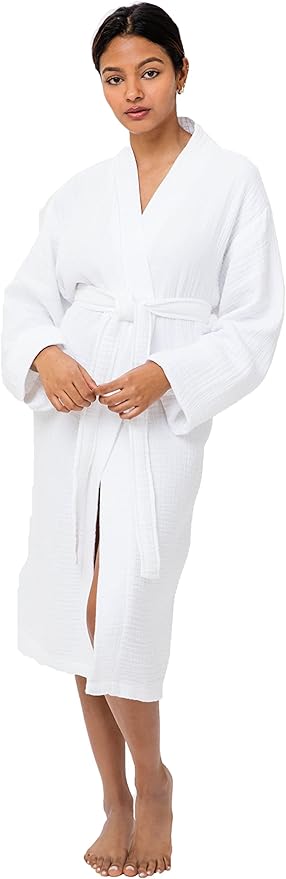 Woven Stories Cocoon Cotton Waffle Luxury Light Chic Robe For Women and Men