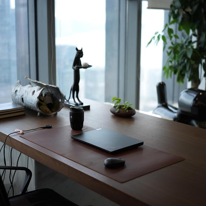 Desk Pad-Premium Full Grain Genuine Leather-Handmade with Cowhide Crazy Horse Leather-31.5x15.8in (Vintage Brown)