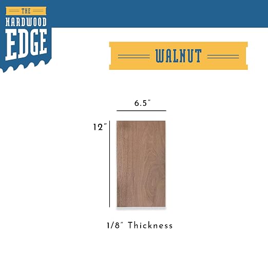 Walnut Hardwood Planks - 8-Pack Walnut Wood for Unfinished Wood Crafts - 1/8’’ (3mm) 100% Pure Hardwood - Laser Engraving Blanks - Solid Hardwood Planks for Crafts and Gifts