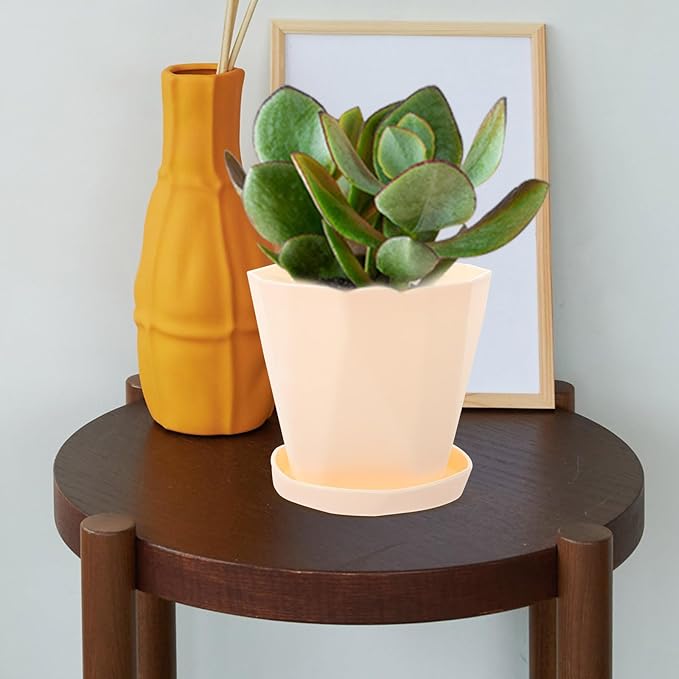 FRCOLOR Biodegradable Aloe Succulent Planter Pot with White Tray for Indoor Garden Desktop Plant Holder Eco-Friendly Planting Basin