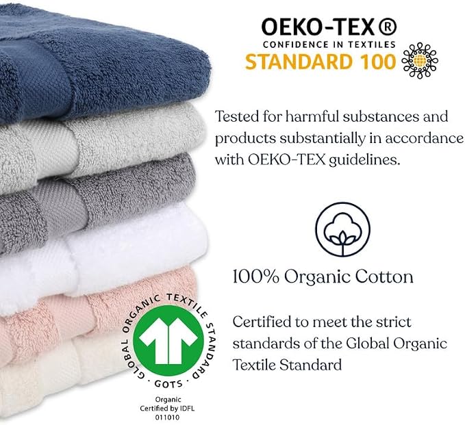 Organic Cotton Luxuriously Plush Bath Sheet | GOTS & Oeko-TEX Certified | Premium Hotel Quality Towels | Feather Touch Technology| 650 GSM Long Staple|Soft, Quick Dry & Ultra-Absorbent 36"x70"