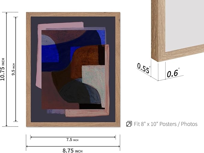 Monem Art Modern Geometric Abstract Print - Contemporary Minimalist Shapes Painting Poster - Wall Decor for Living Room, Bedroom or Office - 8x10 Beige Framed Wall Art by Mareike Bohmer