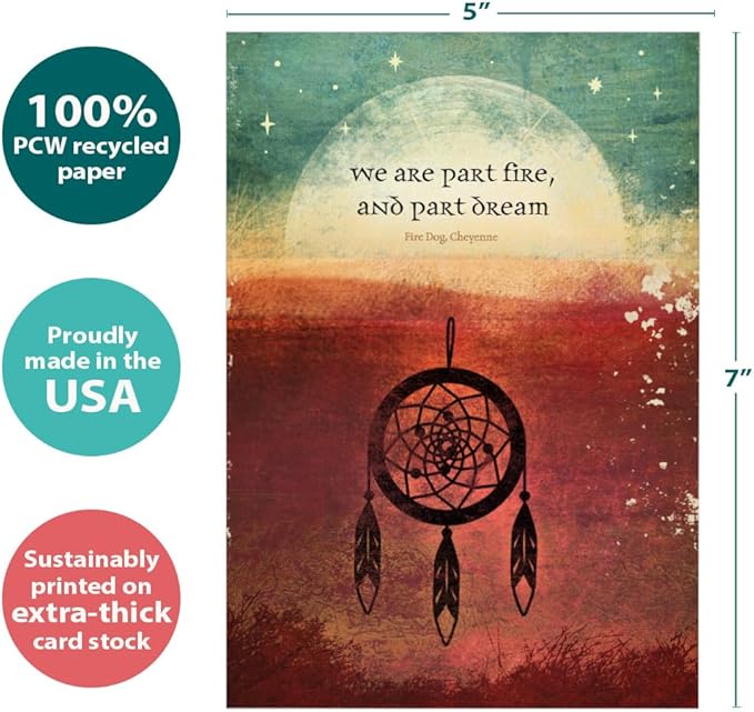 Tree-Free Greetings - All Occasion Cards - Artful Designs - 8 Assorted Cards + Matching Envelopes - Made in USA - 100% Recycled Paper - 5 x 7 - Native American Wisdom (GA31433)