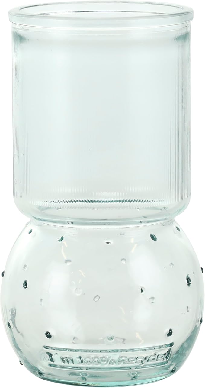 Deco 79 Recycled Glass Decorative Vase Small Bubble Style Centerpiece Vases with Varying Shapes, Set of 3 Flower Vases for Home Decoration 4" W,7" H, Clear