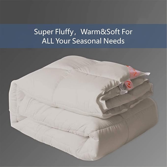 MAPLE DOWN Soft Queen Size Comforter Duvet Insert-Down Alternative Comforter Quilted with Corner Tabs for All Season-Lightweight Breathable Brushed Microfiber Machine Washable (Light Brown, 90”x90”)