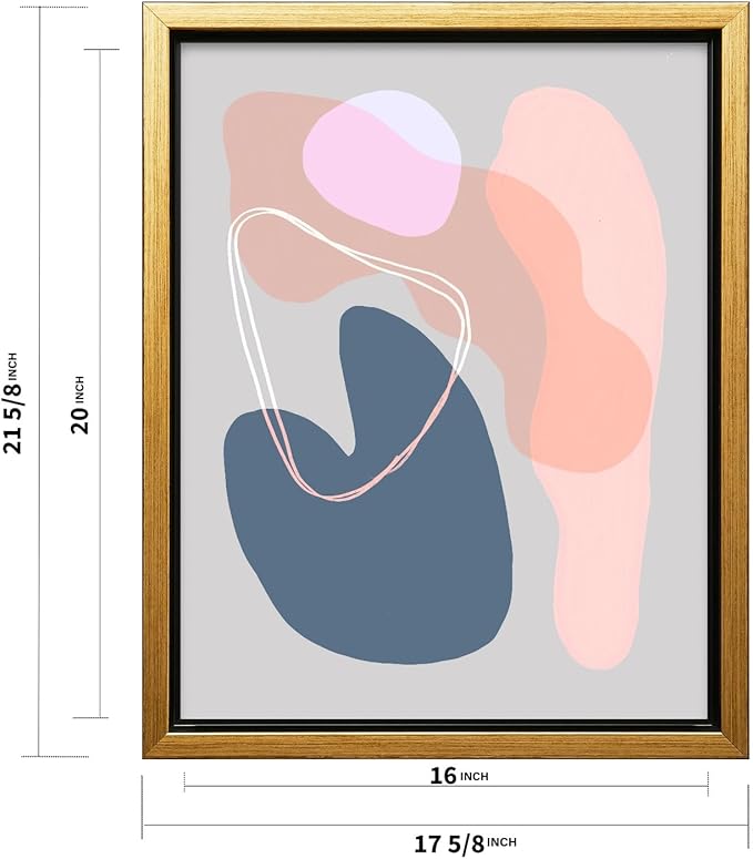 Monem Art Abstract Organic Shapes Print - Minimal Scandinavian Line Art Poster - Wall Decor for Living Room, Bedroom or Office - 16x20 Gold Framed CANVAS Wall Art by Mareike Bohmer
