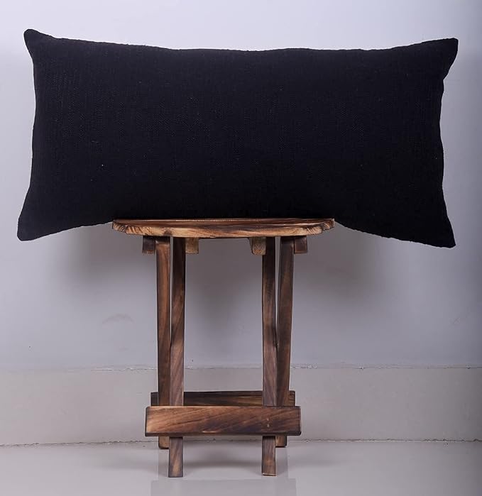 Trade Star Handloomed Throw Pillow case 100% Cotton Pillow Cover Mudcloth Bedding Cushion Case Boho Accent Cushion Case Modern Farmhouse Décor (Black Solid 12X24 INCHES)