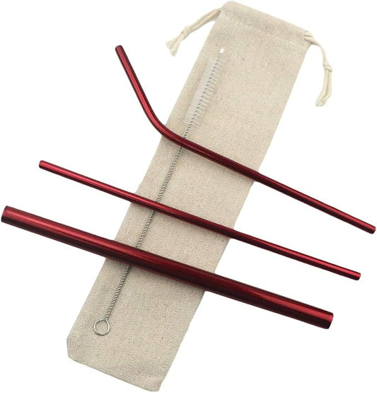 Metal Straws Stainless Steel Straws 8.5" Drinking Straws Reusable 3 Set - Ultra Long Muti Color-Cleaning Brush for 20/30 Oz for Trail Tumblers Yeti RTIC SIC Ozark (2 Straight|1 Bent|1 Brush）