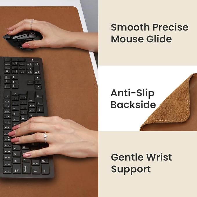 Full Grain Genuine Leather Desk Pad – Toffee Tan Brown (XL) - Premium Desk Mat with Non-Slip Backing, Thick 3mm, Office Desk Protector for Work & Gaming (Extra Large 35.4 x 15.7 inch)