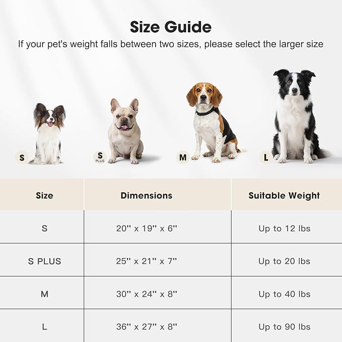 MIXJOY Medium Dog Beds for Medium Sized Dog, Calming Warming Pet Beds, Washable Dogs Bed with Removable Cover, Rectangle Pet Bed with Non-Slip Bottom, 25"x21"x7", Grey