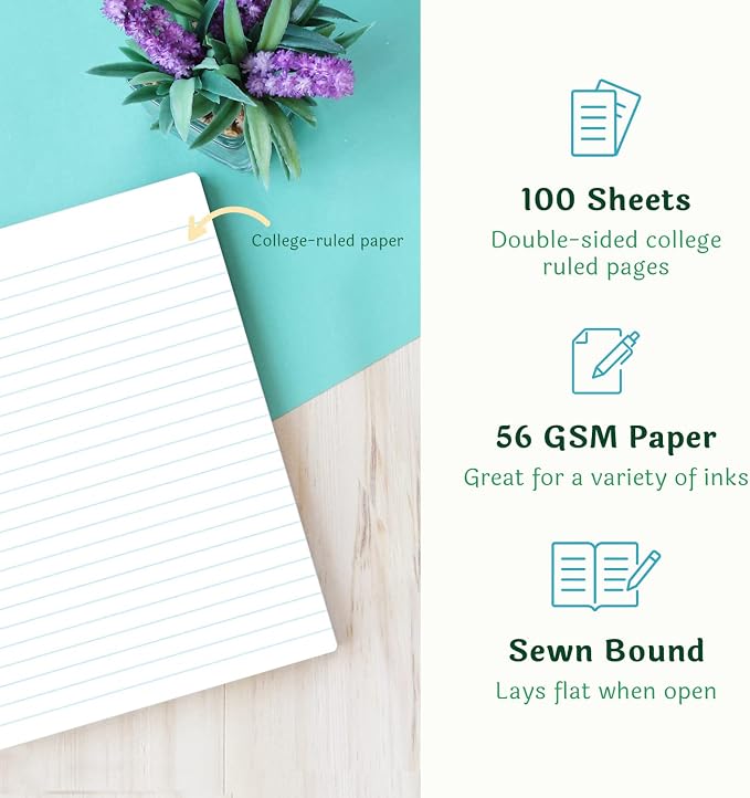 Composition Notebook, Sewn Eco-Friendly & Carbon Neutral Tree Free Paper Composition Book, 7.5” x 9.75”, 100 Sheets (Funky Snake)