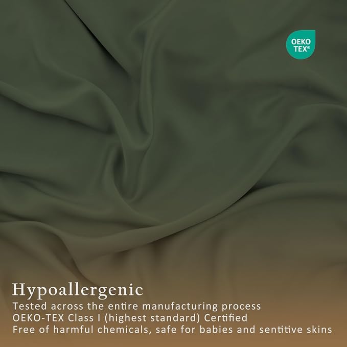 TOSMO Luxury Pillow Case Set of 2 - Cooling Viscose Derived from Bamboo - Oeko-TEX, Breathabl Silky Soft Pillow Cases with Envelope Closure (Queen / 20x30, Olive)