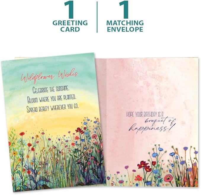 Tree-Free Greetings - Birthday Cards - Artful Designs - 1 Card + Matching Envelope - Made in USA - 100% Recycled Paper - 5"x7" - Summer Joy (GO65470)