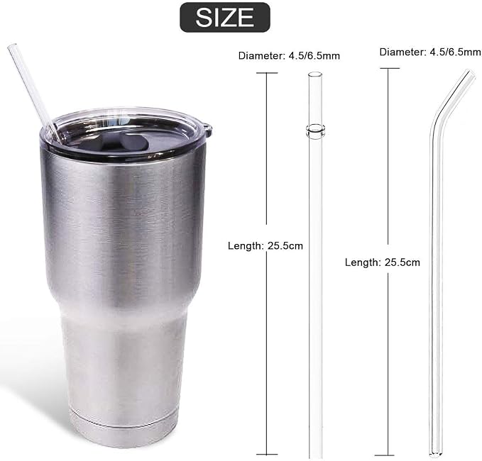 ZYTC Reusable Drinking Straws, Replacement Straws for 20-30oz Yeti Tumblers | Tritan meterial , Set of 8 with 2 Cleaning Brushes