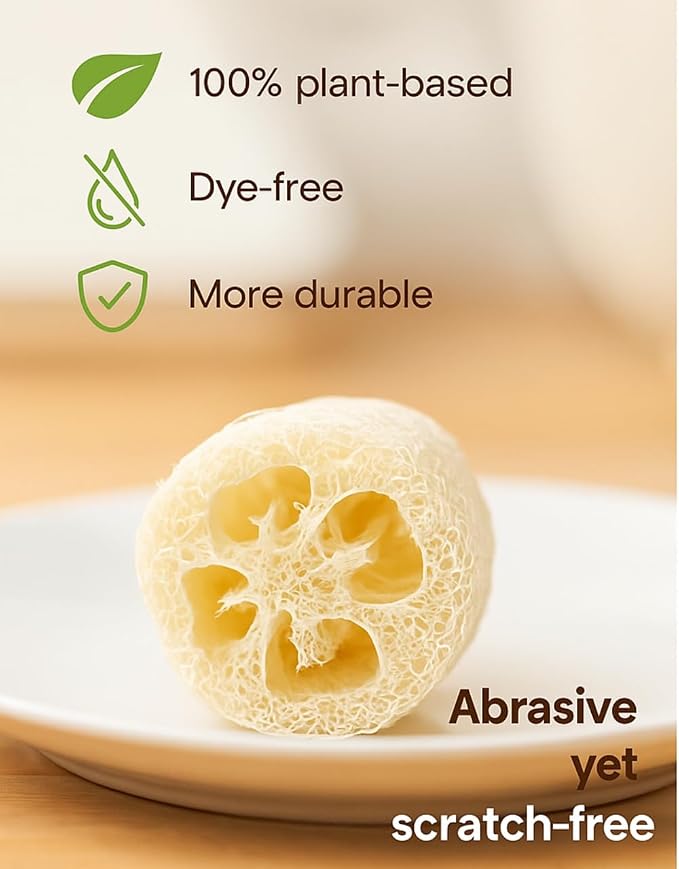 Loofah Body Scrubber Sponge 5-Pack - Natural Exfoliating Sponges for Bath & Shower, Biodegradable Luffa for Smooth & Glowing Skin, Spa Gift Set, Dye-Free, Vegan