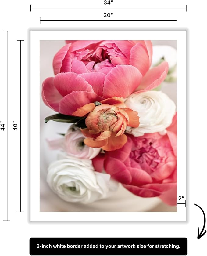 Monem Art Pink Peony Floral Macro Photography Print - Romantic Flower Art Poster - Wall Decor for Living Room, Bedroom or Office - 30x40 ROLLED CANVAS Wall Art by Mareike Bohmer