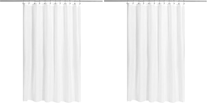 N&Y HOME Fabric Shower Curtain or Liner with Magnets - Soft Cloth Shower Liner with Hotel Quality, Machine Washable - White, 72x72 (Pack of 2)