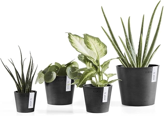 Ecopots Amsterdam Mini Durable Modern Round Recycled-Based Composite Flower Pot Planter, Taupe, 3"