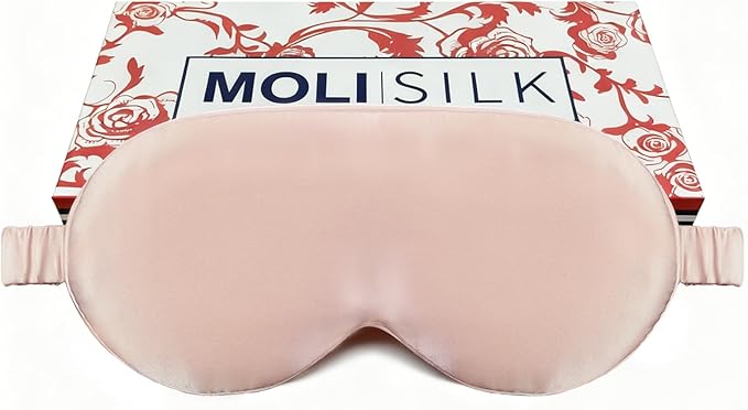 Luxury 22 Momme Mulberry Silk Eye Mask for Women Men Blindfold with Elastic Strap,100% Pure Silk Travel Eye Covers Light Blocking Lightweight Cooling Soft Night Eyeshade Sleep Masks,Pink