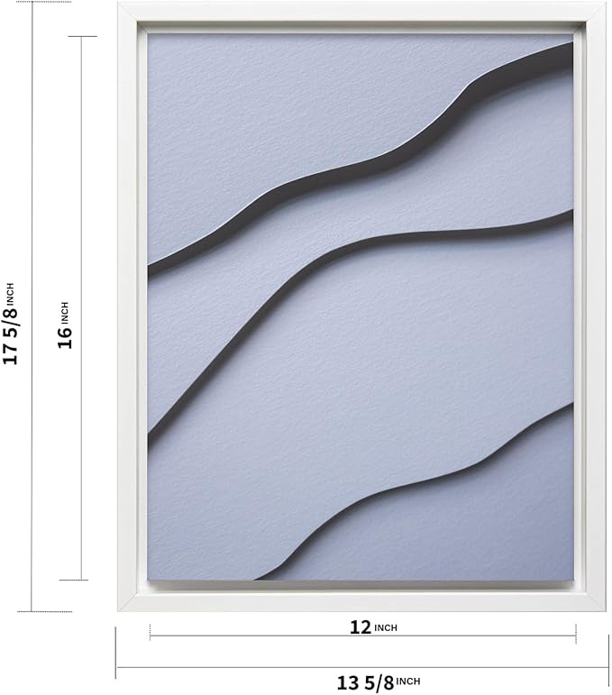 Monem Art Minimalist White Paper Waves Print - Abstract Scandinavian Texture Poster - Wall Decor for Living Room, Bedroom or Office - 12x16 White Framed CANVAS Wall Art by Mareike Bohmer