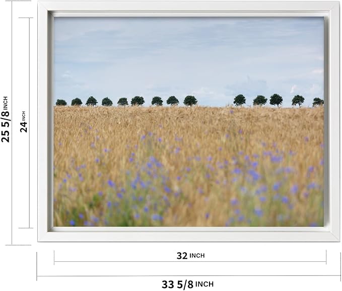 Monem Art Golden Meadow Horizon Landscape Print - Minimalist Nature Photography Poster - Wall Decor for Living Room, Bedroom or Office - 24x32 White Framed CANVAS Wall Art by Mareike Bohmer