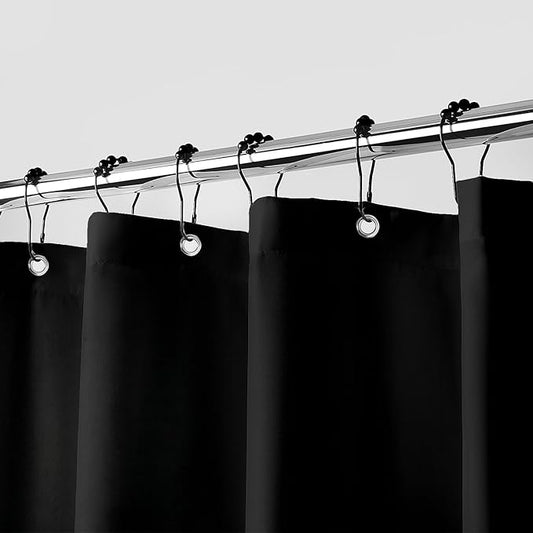 downluxe Waterproof Fabric Shower Curtain Liner, Soft Cloth Shower Liner with Magnets, Machine Washable & Hotel Quality Bathroom Curtain, 70" W x 72" L, Black