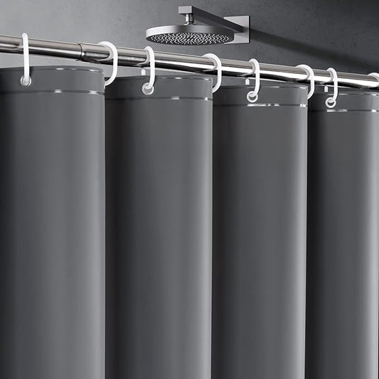 UFRIDAY Dark Grey Stall Shower Curtain Liner Premium PEVA 60 x72 inch,Heavy Duty Shower Curtain with 3 Weighted Magnets, Plastic Waterproof Grey Shower Curtains for Bathroom with 10 Hooks