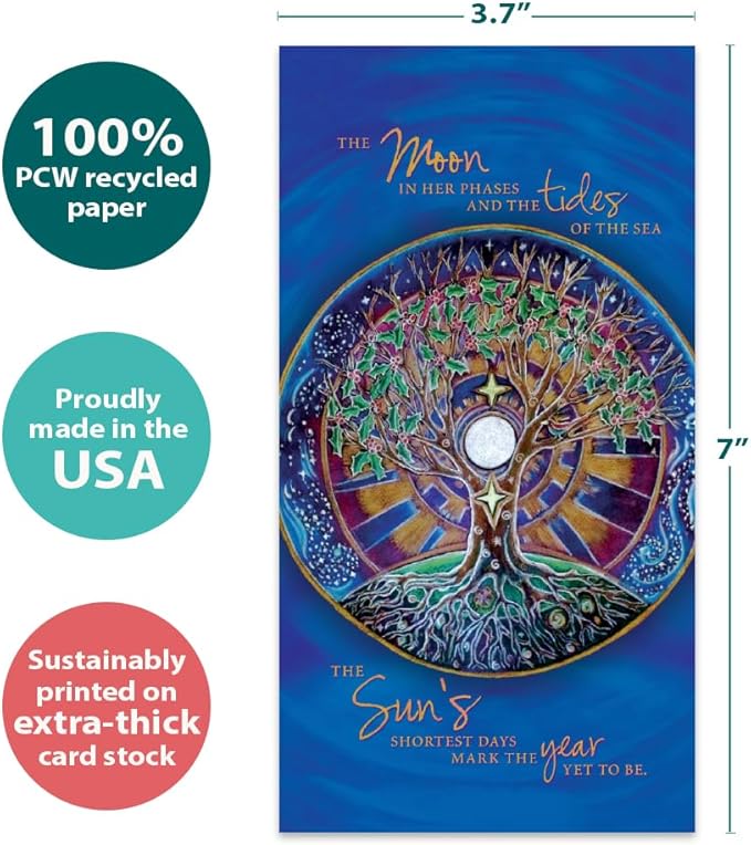 Tree-Free Greetings - Solstice Money Holder Card - Artful Designs - 1 Money Holder Greeting Card + Matching Envelope - Made in USA - 100% Recycled Paper - 3.7 x 7 - Winter Solstice Mandala (ZO70074)
