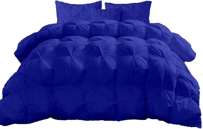 Hypoallergenic 1000-TC Pinch Pleated Down Alternative Comforter King Size 102 x 90 Inches 1pc Comforter & 2 pcs Pillow Covers, 700 GSM & All Side Corner Tabs 100% Egyptian Cotton