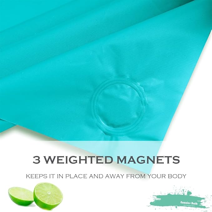 Aqua Blue Plastic Shower Curtain Or Liner, 72x72 Inch Lightweight Teal Blue Plastic Bathroom Shower Showroom Inner Curtain with Rustproof Metal Grommet Holes and Weighted Magnets