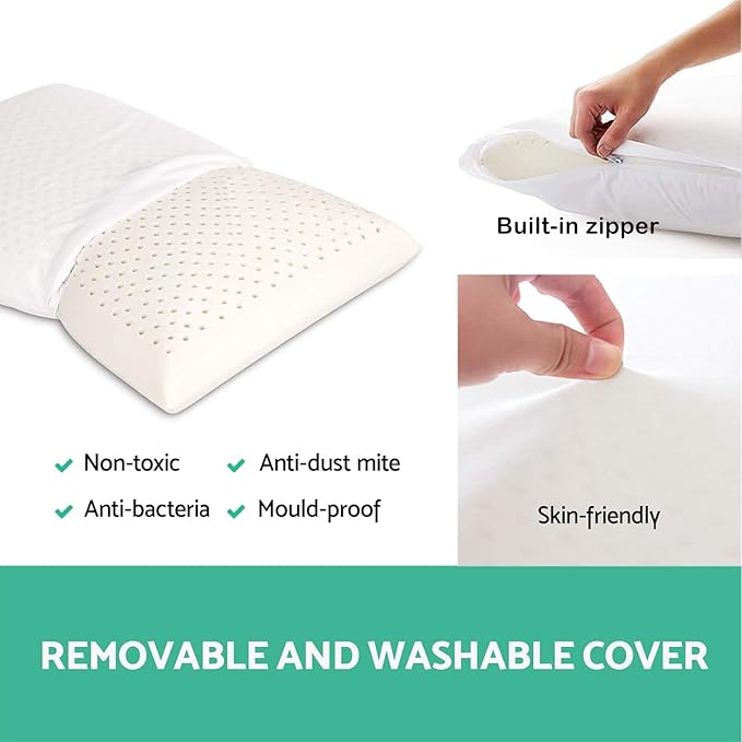 JOTOM 100% Natural Talalay Latex Latex Sleeping Bed Pillow – Luxury Extra Soft Pillow for Side, Back, and Stomach Sleepers - Removable Breathable Cotton Cover - Extra Soft (Standard (Extra Soft))